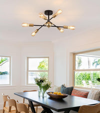 Thumbnail for Modern Semi Flush Mount Ceiling Light Fixture Black and Gold