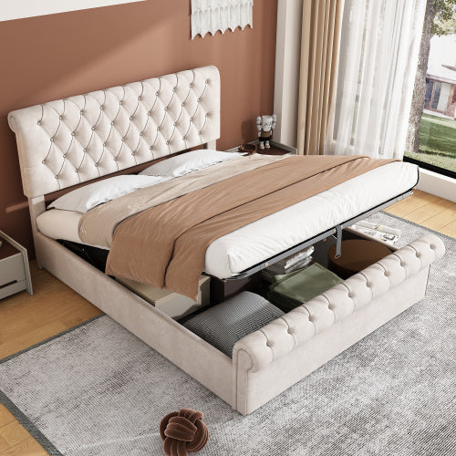 Functional Bed With Slatted Frame And Storage