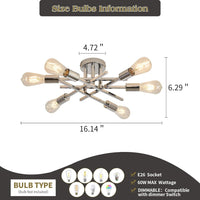 Thumbnail for 6-Lights Semi Flush Mount Ceiling Light