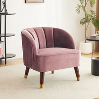 Thumbnail for Upholstered Barrel Accent Chair With Wooden Legs