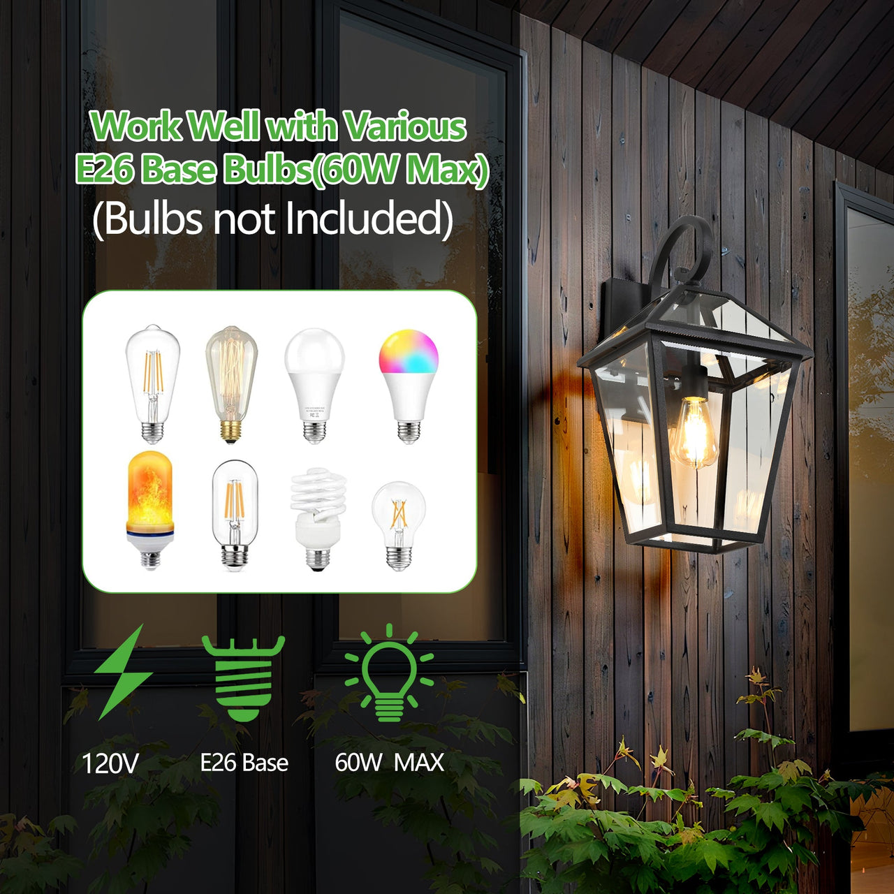 2-Pack Outdoor Wall Lanterns in Black
