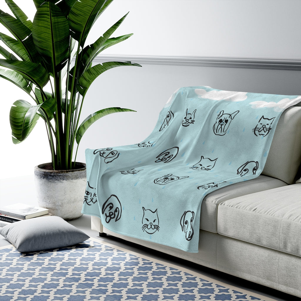 Raining Cats and Dogs Plush Blanket
