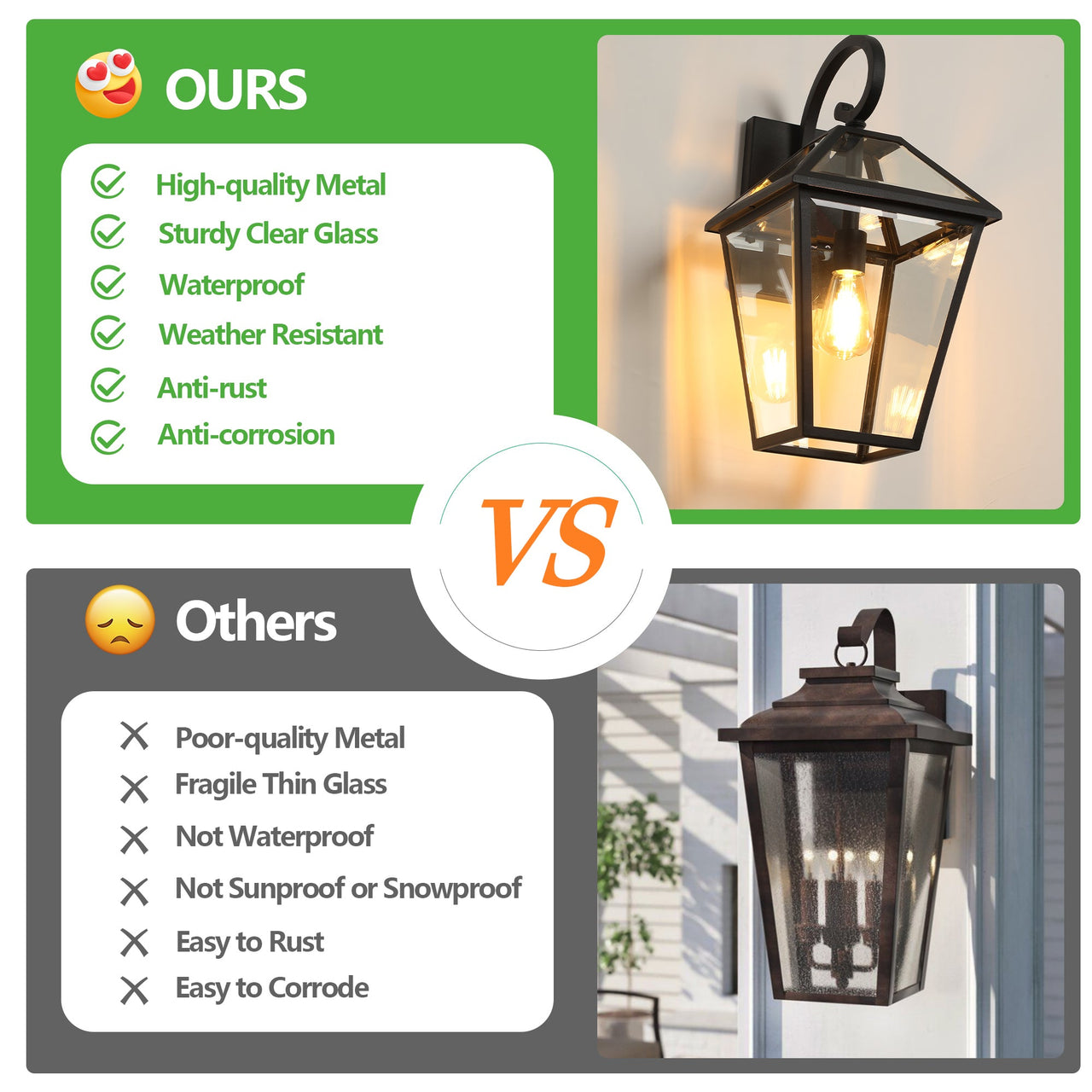 2-Pack Outdoor Wall Lanterns in Black