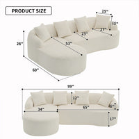 Thumbnail for Grey Compression Sofa with Chaise Lounge & 4 Pillows