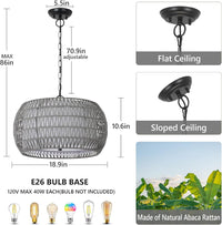 Thumbnail for 5-Lights Rattan Chandelier