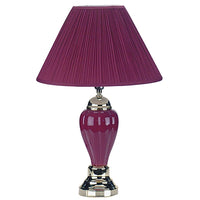 Thumbnail for Silver Ceramic Bedside Table Lamp With Magenta Empire Shade