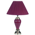 Silver Ceramic Bedside Table Lamp With Magenta Empire Shade