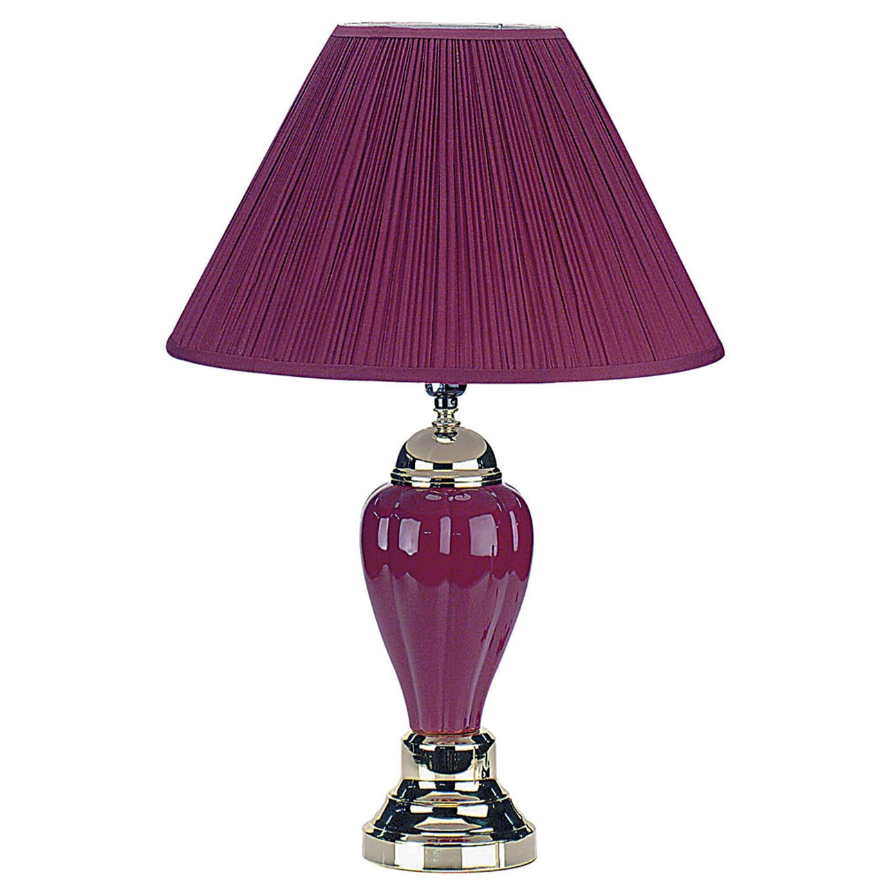 Silver Ceramic Bedside Table Lamp With Magenta Empire Shade