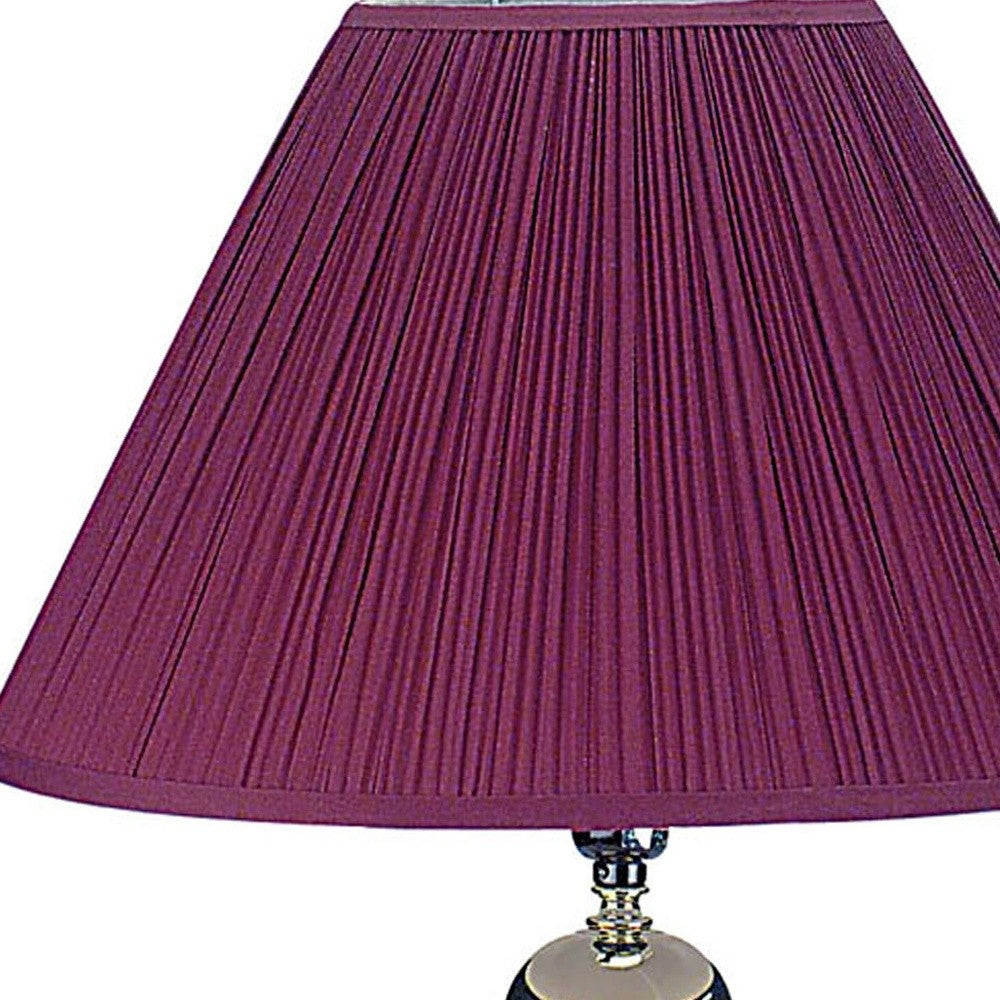 Silver Ceramic Bedside Table Lamp With Magenta Empire Shade