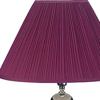 Thumbnail for Silver Ceramic Bedside Table Lamp With Magenta Empire Shade