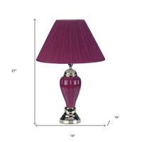 Thumbnail for Silver Ceramic Bedside Table Lamp With Magenta Empire Shade