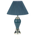 Teal Blue and Gold Ceramic Urn Table Lamp