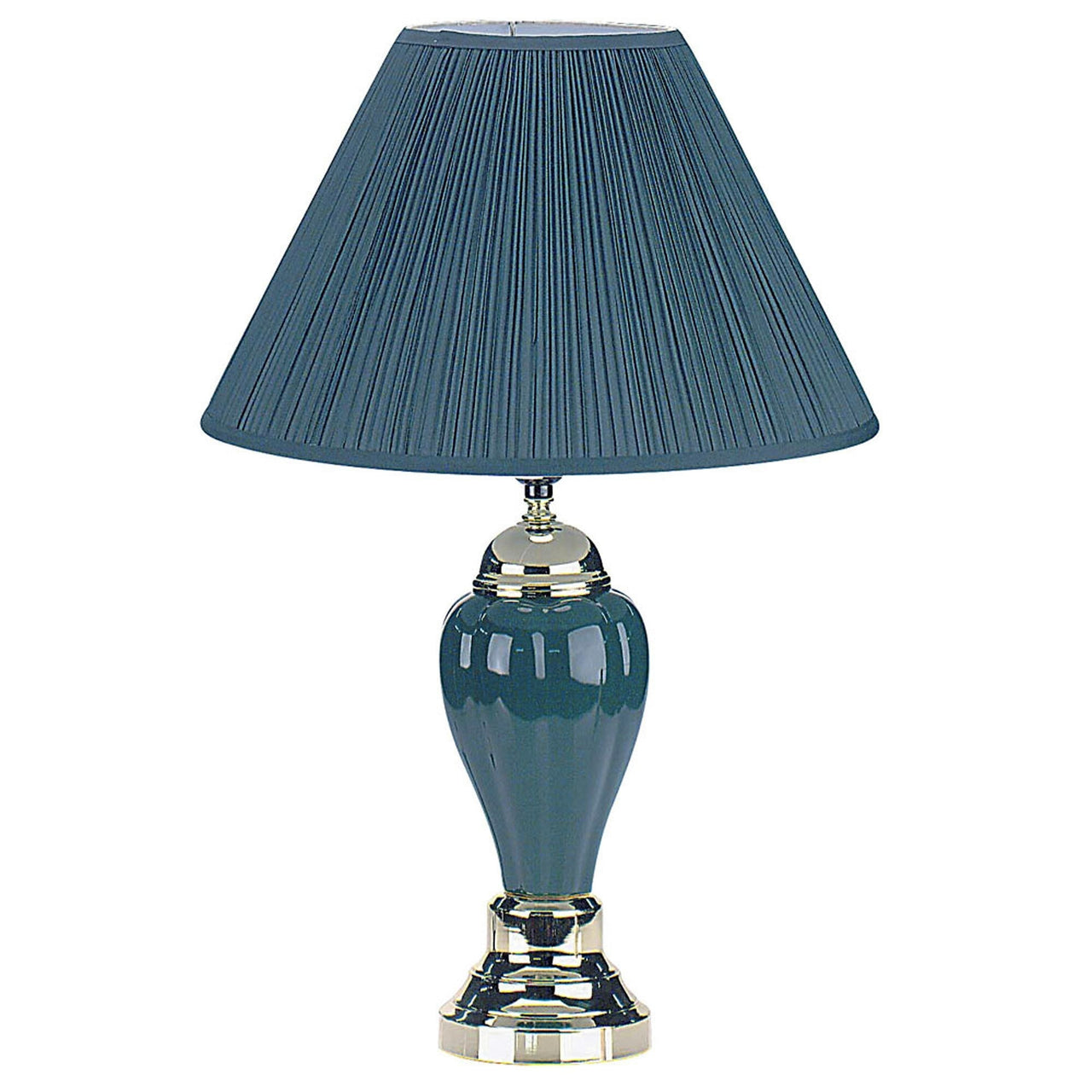 Teal Blue and Gold Ceramic Urn Table Lamp