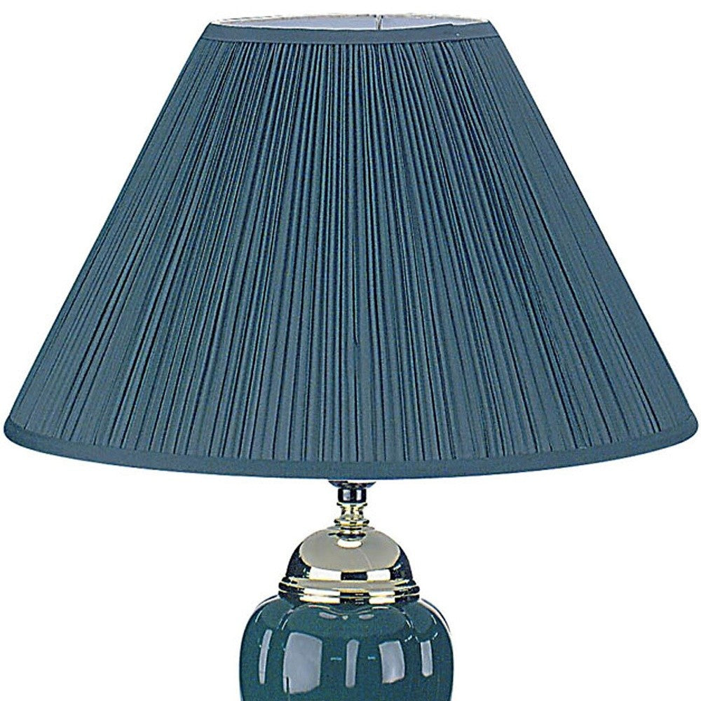 Teal Blue and Gold Ceramic Urn Table Lamp