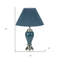 Thumbnail for Teal Blue and Gold Ceramic Urn Table Lamp