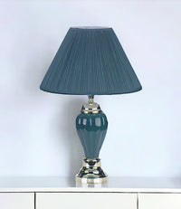 Thumbnail for Teal Blue and Gold Ceramic Urn Table Lamp