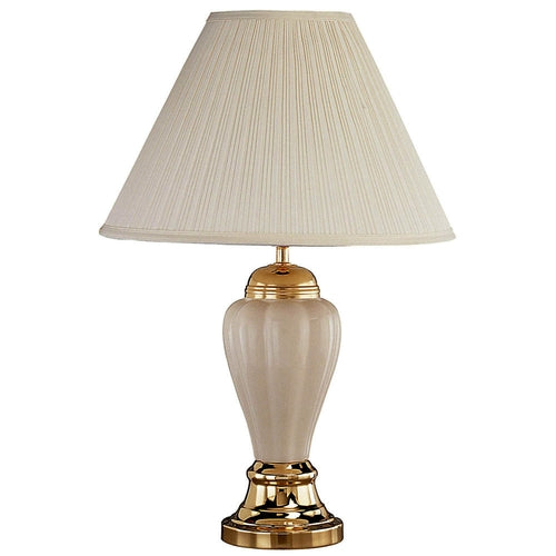 Teal Blue and Gold Ceramic Urn Table Lamp