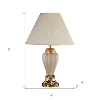 Thumbnail for Teal Blue and Gold Ceramic Urn Table Lamp