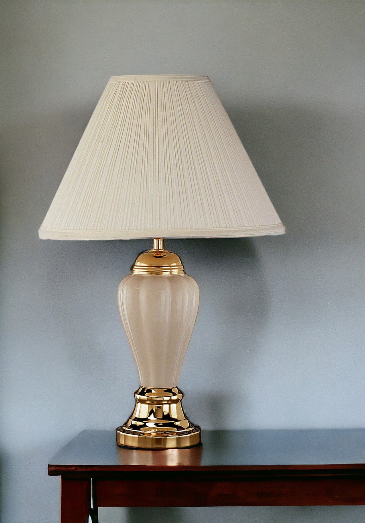 Teal Blue and Gold Ceramic Urn Table Lamp