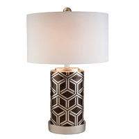 Thumbnail for Deep Brown and Silver Geo Weave Table Lamp