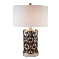Thumbnail for Deep Brown and Silver Geo Weave Table Lamp