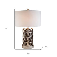 Thumbnail for Deep Brown and Silver Geo Weave Table Lamp