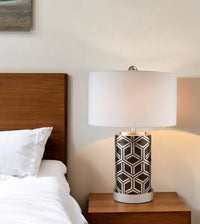 Thumbnail for Deep Brown and Silver Geo Weave Table Lamp