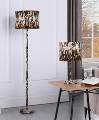 Thumbnail for Brown And Black Bedside Table Lamp With Brown And Black Drum Shade