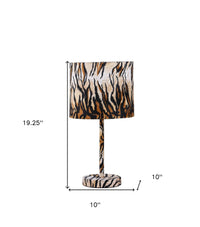 Thumbnail for Brown And Black Bedside Table Lamp With Brown And Black Drum Shade