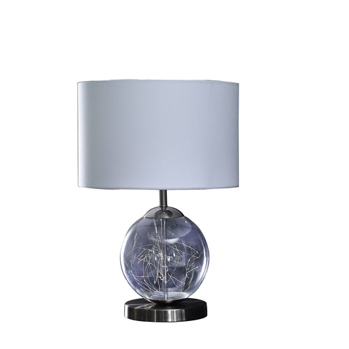 Translucent Glass Globe LED Table Lamp With White Drum Shade