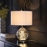 Thumbnail for Translucent Glass Globe LED Table Lamp With White Drum Shade