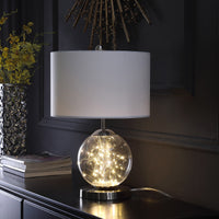 Thumbnail for Translucent Glass Globe LED Table Lamp With White Drum Shade