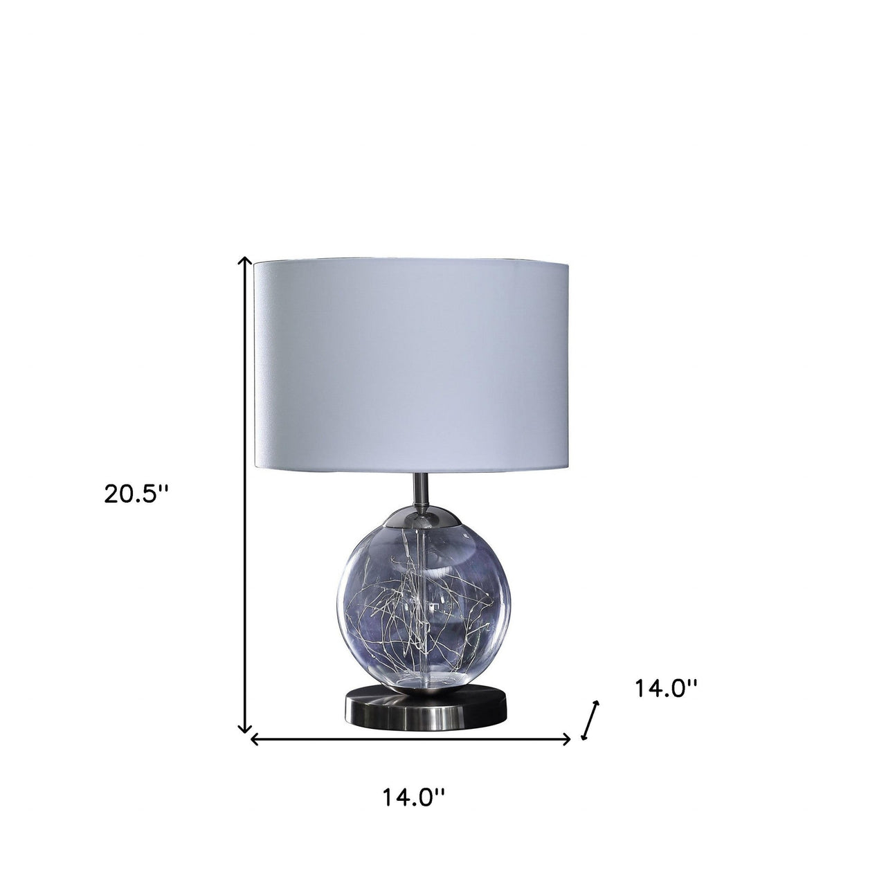Translucent Glass Globe LED Table Lamp With White Drum Shade
