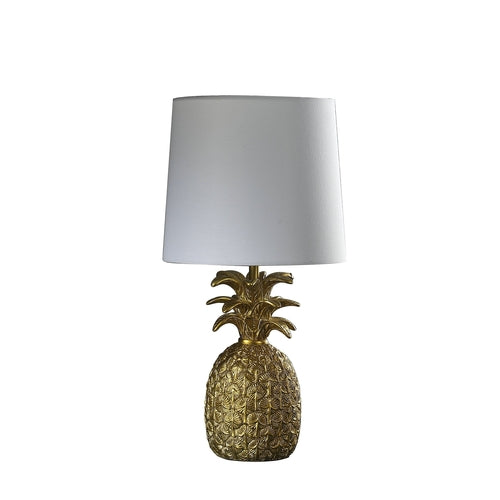 Gold Pineapple Table Lamp With White Empire Shade