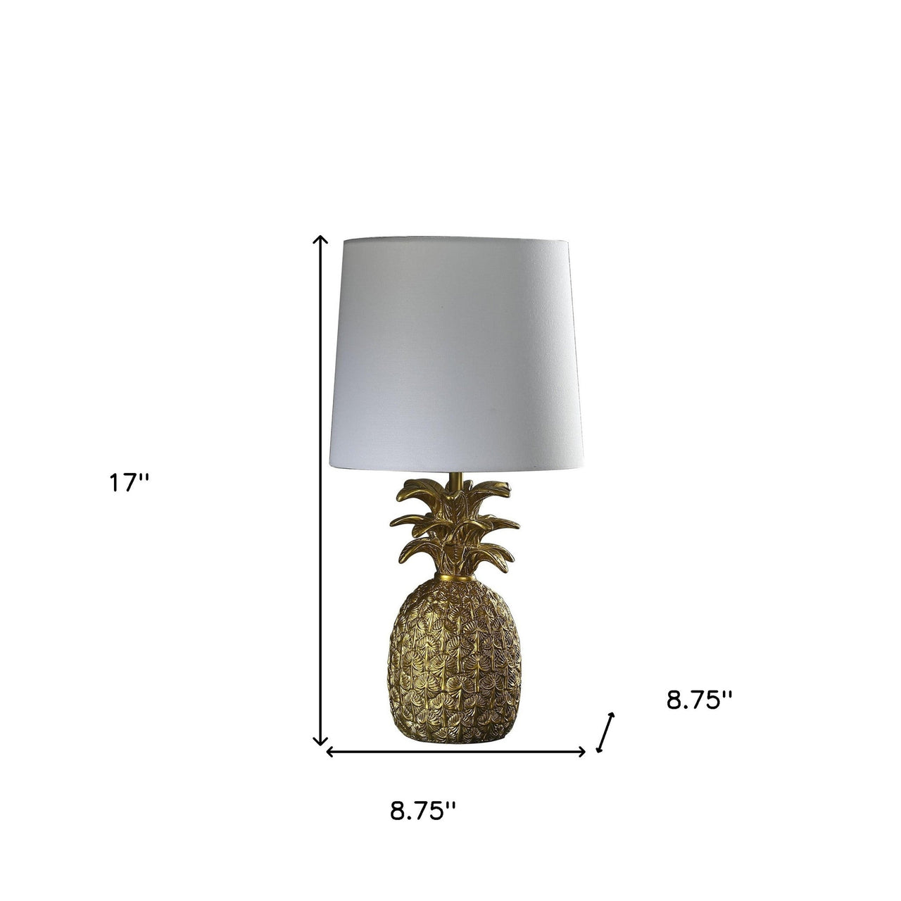 Gold Pineapple Table Lamp With White Empire Shade