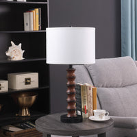 Thumbnail for Dark Cherry Polyresin Indents Table Lamp With White Shade