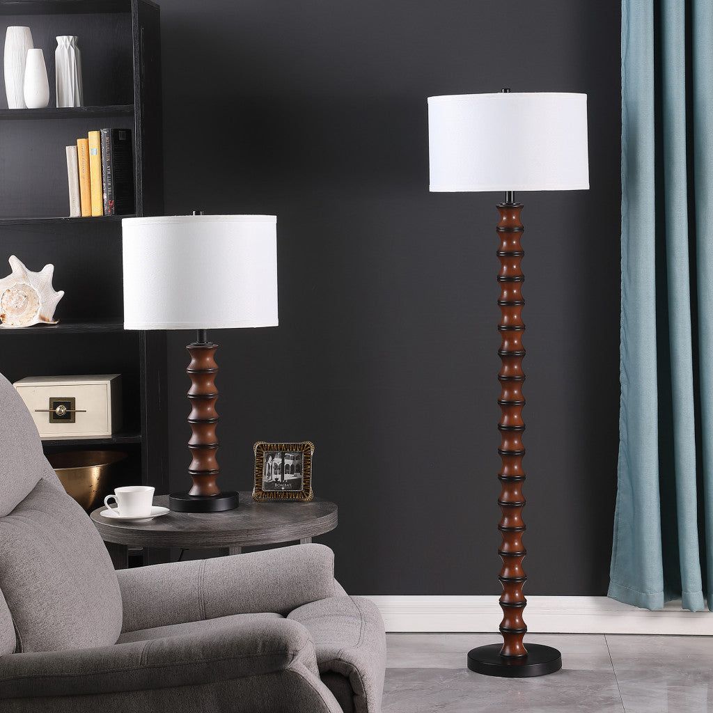 Dark Cherry Polyresin Indents Table Lamp With White Shade