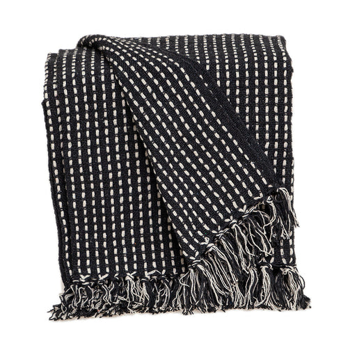 Black and White Cotton Striped Throw Blanket