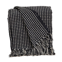 Thumbnail for Black and White Cotton Striped Throw Blanket