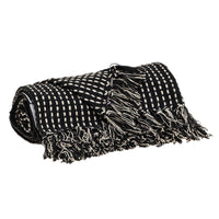 Thumbnail for Black and White Cotton Striped Throw Blanket