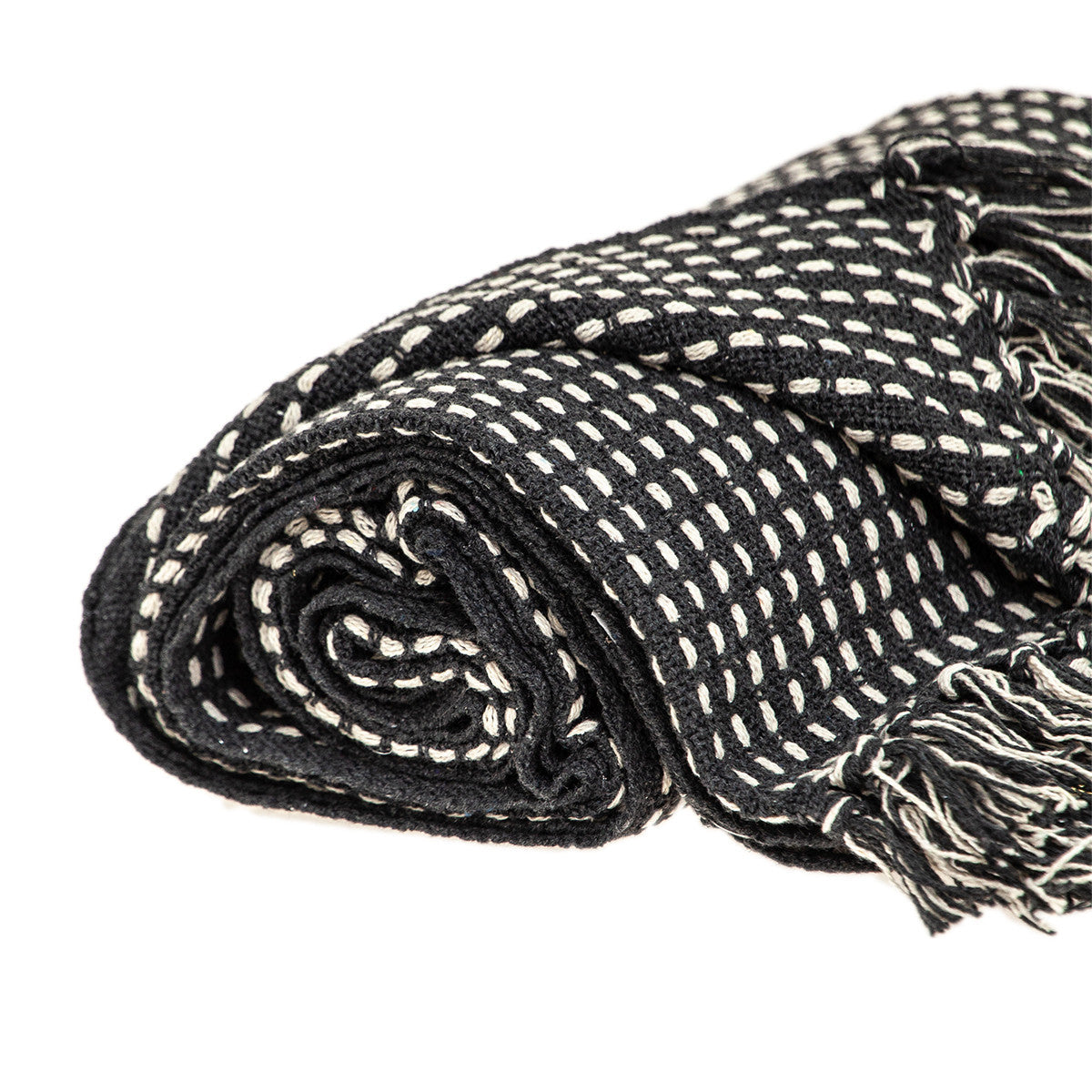 Black and White Cotton Striped Throw Blanket