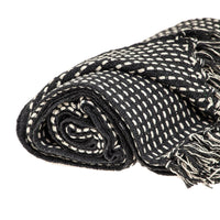 Thumbnail for Black and White Cotton Striped Throw Blanket