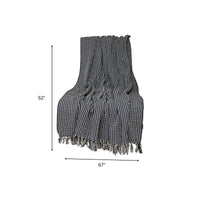 Thumbnail for Black and White Cotton Striped Throw Blanket