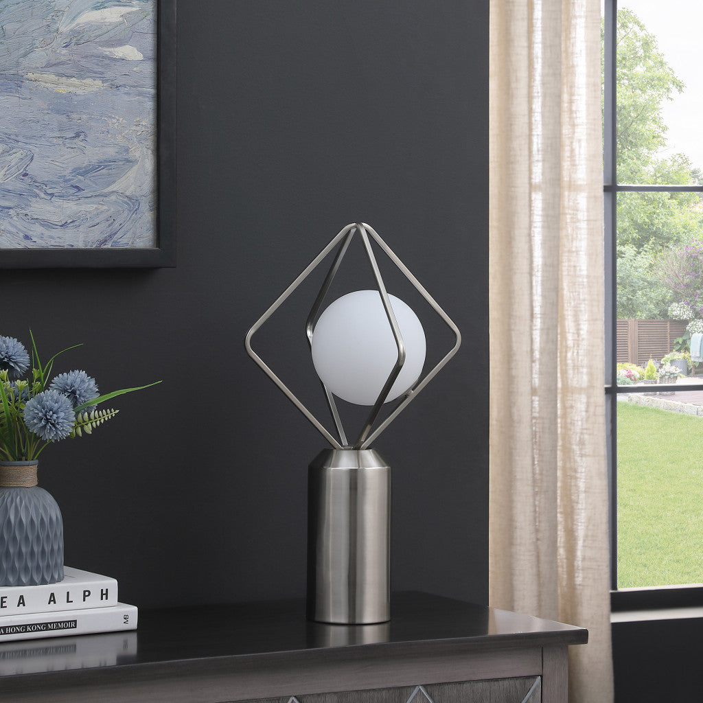 Silver Geometric Pedestal Contemporary Table