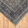 Brown and Blue Oriental Printed Distressed Area Rug