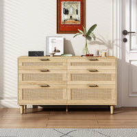 Thumbnail for Rattan 6 Drawer Dresser with Metal Handle & Wood Legs