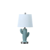 Thumbnail for Pale Blue Green Ceramic Cactus Table Lamp With White Shade