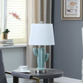 Pale Blue Green Ceramic Cactus Table Lamp With White Shade