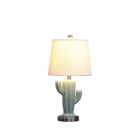 Thumbnail for Pale Blue Green Ceramic Cactus Table Lamp With White Shade