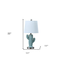 Thumbnail for Pale Blue Green Ceramic Cactus Table Lamp With White Shade